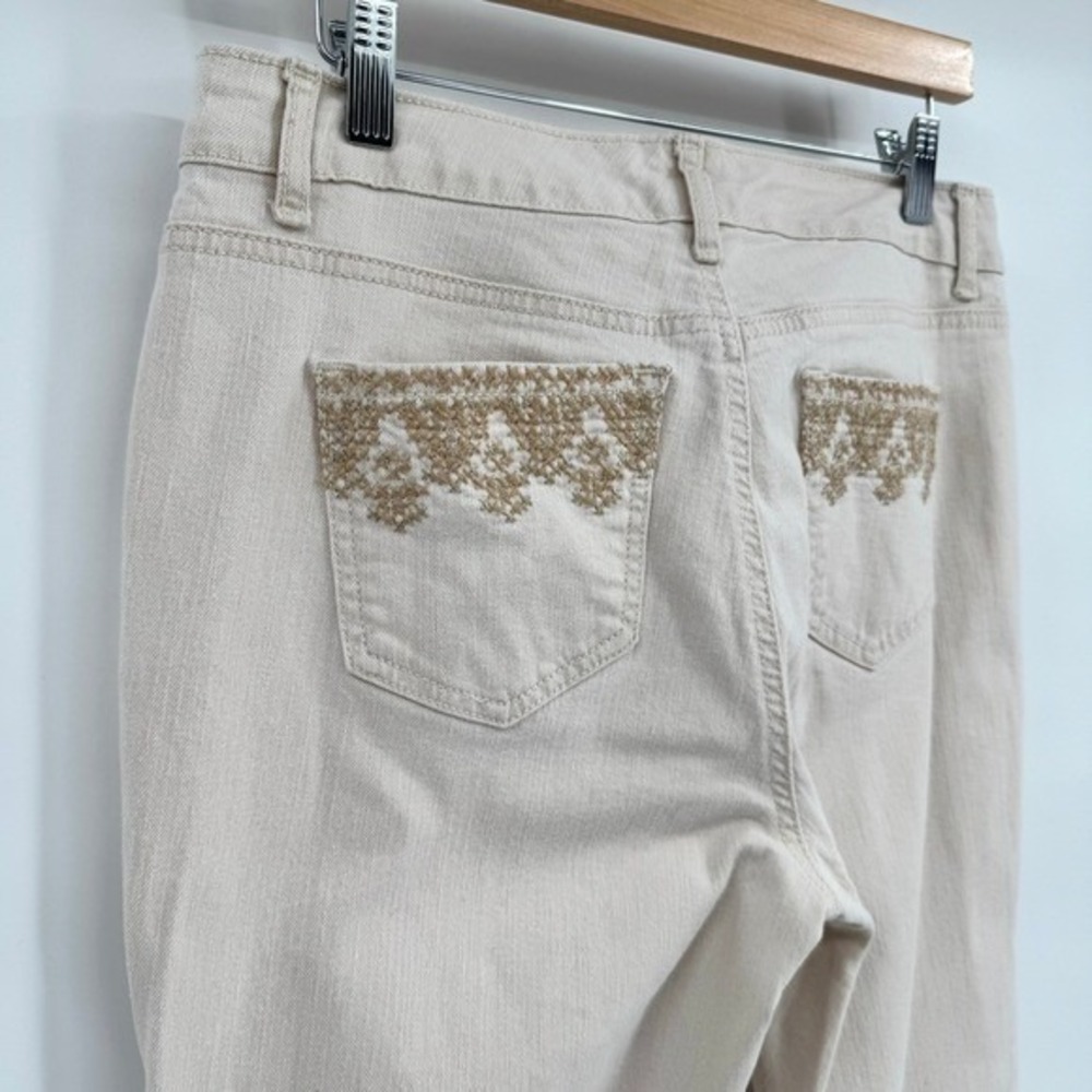 Laura Ashley Y2K Cream Straight Jeans with‎ Gold Pocket Details Women's Sz 12P - Picture 3 of 12